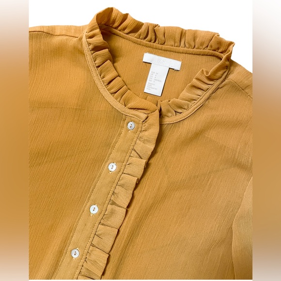 Long Sleeve See Thru Blouse • Yellow - Picture 3 of 9